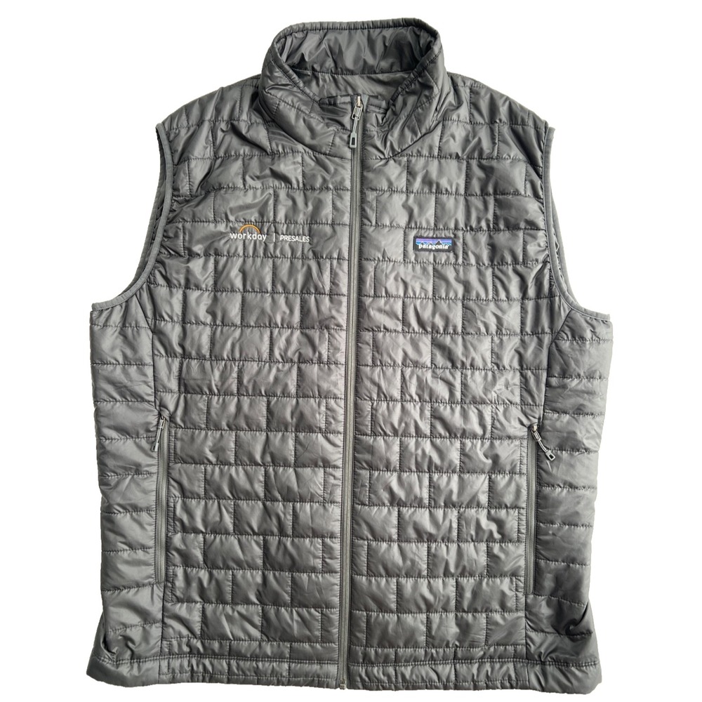 Patagonia Nano Puffer Vest Mens‎ XXL Gray Grey Quilted Performance Company Logo